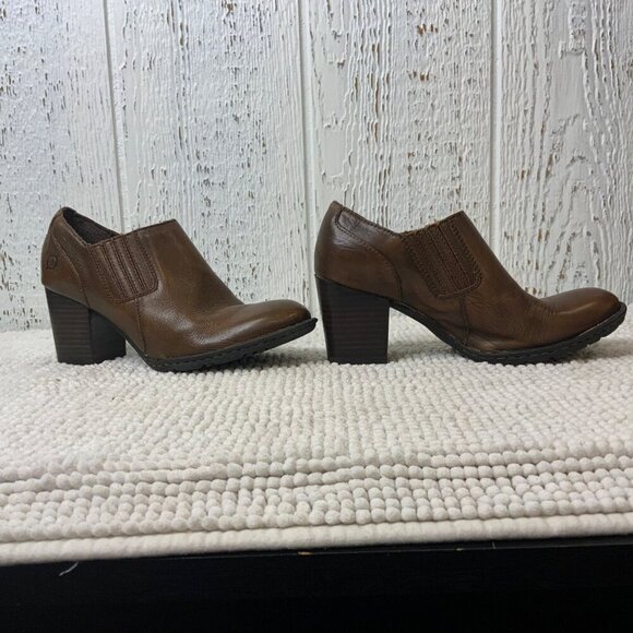 Born Concept Boots women's 6.5 brown leather heal Ankle boot - Picture 4 of 9